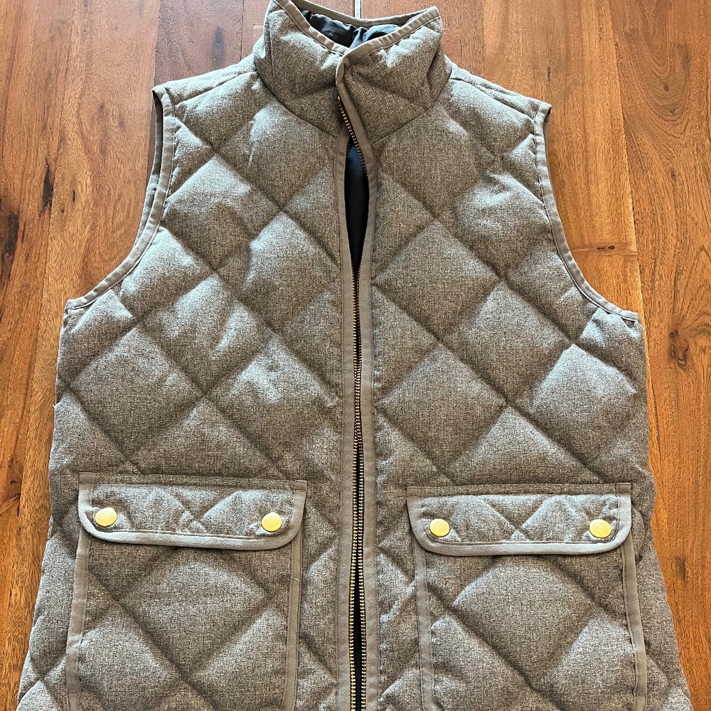 Grey J.Crew Quilted Down Vest